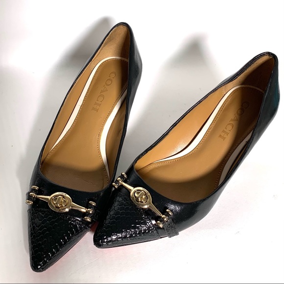 Coach Shoes - Coach Black Lauri Pointed Toe Red Bottom Heels 5.5